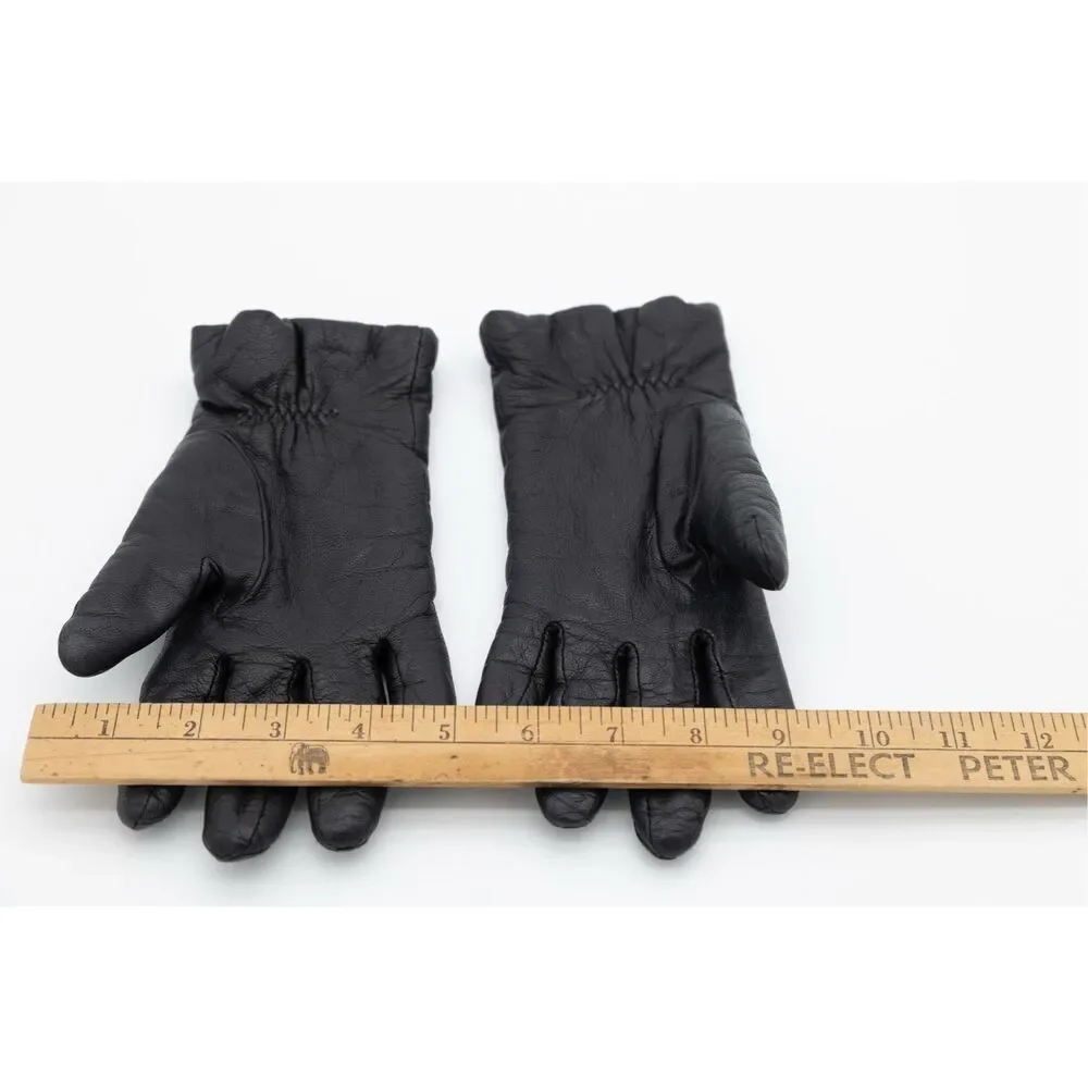 Vintage Fownes Black Leather Thinsulate Gloves Women’s Size 7 Made in Philippine